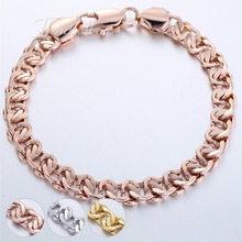 8MM Boys MENS Bangle Curb Cuban Snail Bracelet  18K Rose Gold Filled Bracelet 18KGF Wholesale Jewelry Gift GB209