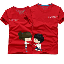 Valentine Lover couple Clothes Short Sleeve T-shirt Casual Summer T-Shirt Man and Woman Couple T-shirts Lovely Cartoon Tee Tops