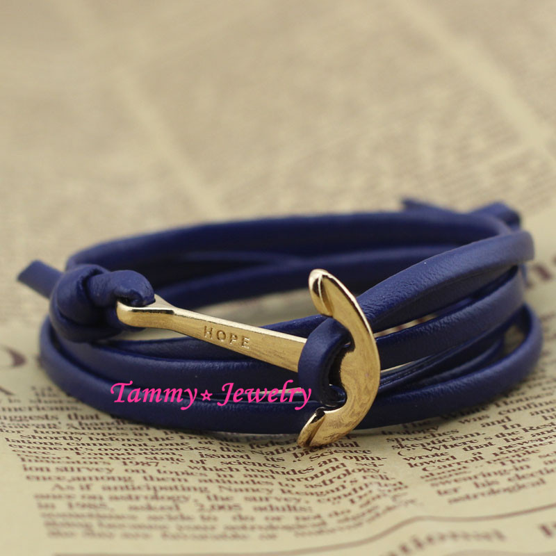 MYLB0210 Fashion Jewelry Summer Style 12 Colors Gold Anchor Women Bracelets Men Bangles Men Accessories Christmas