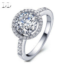 white gold plated round luxury rings vintage CZ diamond jewelry Engagement wedding ring for women bague accessories dd038
