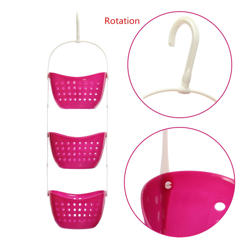 Best Price 3 Tier Shower Caddy Bath Rack Plastic Hanging Over Basket Tidy Shower Organiser White Black Rose-red Coffce