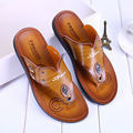 2017 Summer Men Slippers Slip on Flip Flops PU Leather Male Slippers Men Shoes Hot Sale