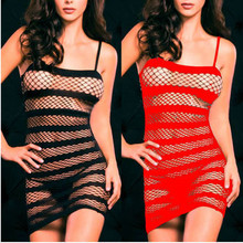 Hot Sexy Lingerie Fishnet Crotchless Open Crotch Dress Bodystocking Fetish Black Red