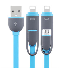 1m Colorful 2in1 USB Cable Micro to 8pin for iPhone 5 6 6S Plus ipad for Samsung Android Phones Fast Charging Cable