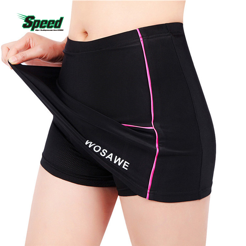 Wosawe Women Cycling Shorts Skirts Bicycle 4d Padded Gel Black Breathable Underpant Bike 9813