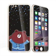 Glow in the dark luminous cartoon bear Tempered Glass film Screen Protector front+back cover for iPhone 6 case 6S 6 Plus