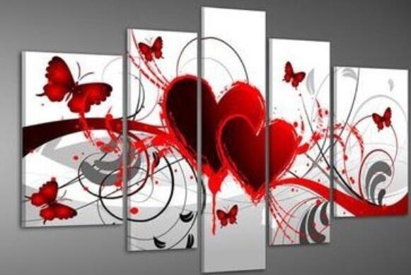 Online kaufen groÃhandel butterfly and heart oil painting aus ... Wohnzimmer eine wand rot