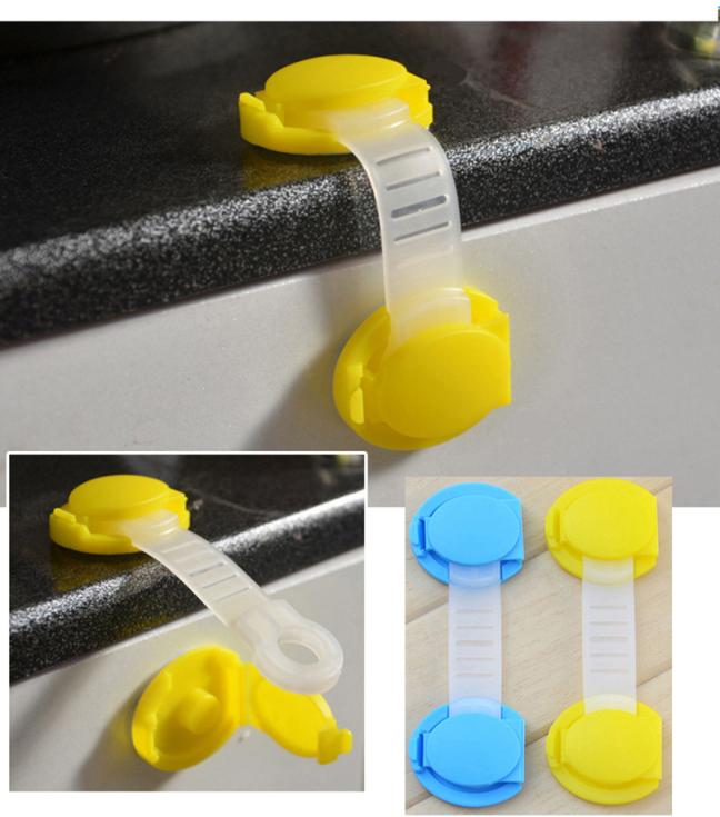 Hot 10pcs Set Baby Child Kid Drawer Cabinet Lock Short Style Safety Lock Yellow Blue Baby