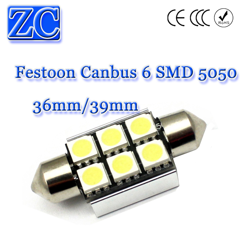 50X     CANBUS C5W  36  39  6  5050     6SMD   DC 12 