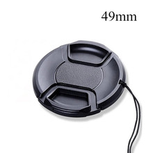 49mm Black Plastic Center Pinch Snap-on Cap Cover Without LOGO +Anti-lost Rope for Canon Sony Nikon 49 mm Camera Lens