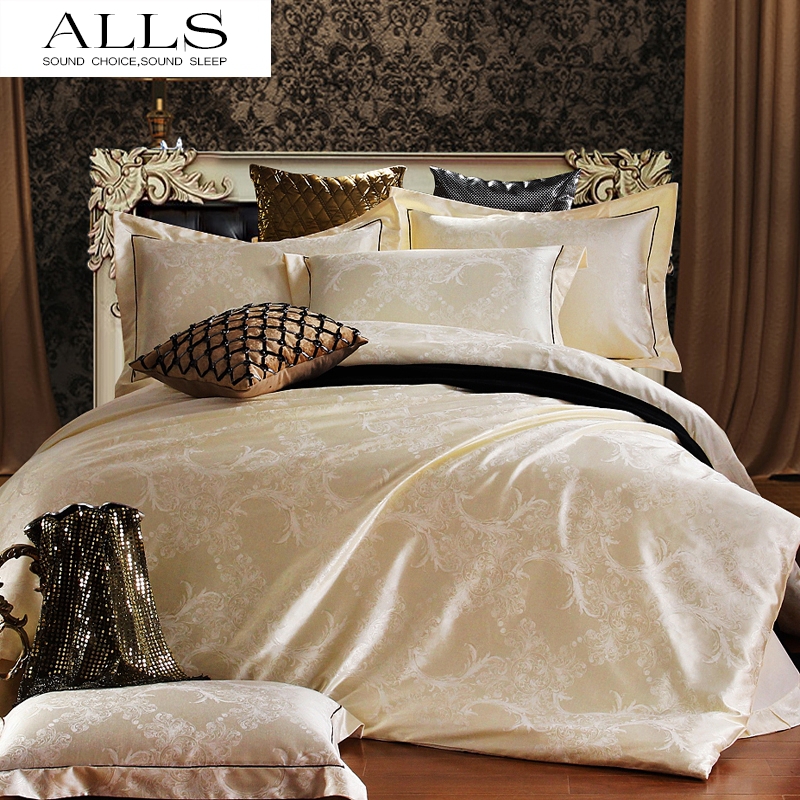 Jacquard Luxury bedding set/ adult bed linen/ flat sheet pillow case duvet cover king size quilt cover