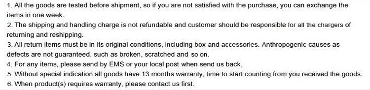 7.1 return and warranty detail