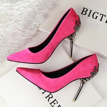 Spring Summer Women High Heels Shoes Pointed Toe Matel Heels Pumps Fashion Sexy Shoes Heeled Carved