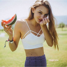 2016 Sexy Women Cut Out White Bra Bustier Crop Top Bralette Strappy Crochet Cropped Blusas Bandage Halter Tank Tops Camisole