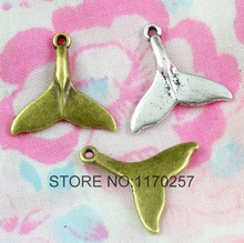 100 PCS / LOT Retro fish tail charms, DIY jewelry accessories tibetan