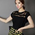 2016 Summer Ladies Black Tops Chiffon Shirts Blouses Women Cheap Clothes China Femininas Camisas Clothing Female