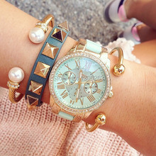 2016 Hot clock luxury brand GENEVA silicone wrist watches women fashion watch women dress watches Relogies