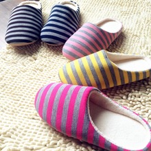 Free shipping Yoplait new Japanese minimalist mute home slippers stripes help surface floor slippers lovers