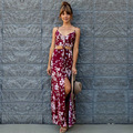 New Sundress Floral Print Women Split Long Cover Up Summer Bohemia Sexy Backless Camisole Dresses Beach