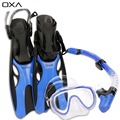 OXA Adult Adjustable Diving Long Fins Snorkeling Foot Flippers Swimming Scuba Diving Mask Snorkel Set Dive