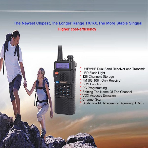2 pcs Baofeng UV 5R Portable Dual band VHF UHF two way radio 136-174400-520 ham cb radio baofeng uv-5r for pair Walkie Talkie (4)