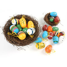 easter decoration supplies 24PCS wood easter egg decoration 35mm*25mm 2016 new painted clorful eggs free shipping