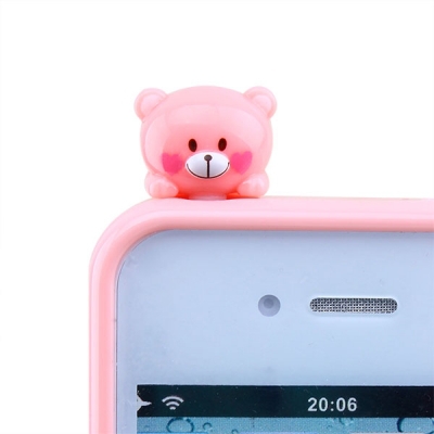 Whole Sale Lovely Cartoon Delicate Headset Dust Plug Earphone Jack Plug Cute Easily lovely pink bear plug Free Shipping
