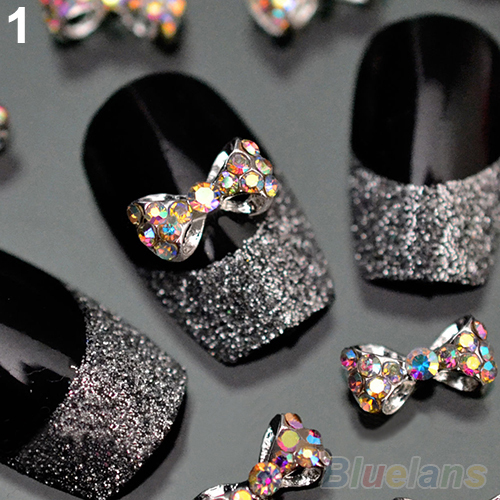 10pcs Nail Art Tips Stickers Deco Bow Knot Alloy Jewelry Multicolor Glitter Rhinestone nail gel 1JN7