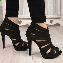 New 2015 Fashion Summer Open Toe Party Pumps Women/Sexy Hollow Ankle High Heel Women Pumps/Brand Plus Size Women Shoes