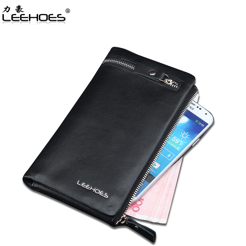 Leehoes wallet male long design wallet clutch male wallet genuine cowhide leather mobile phone bag