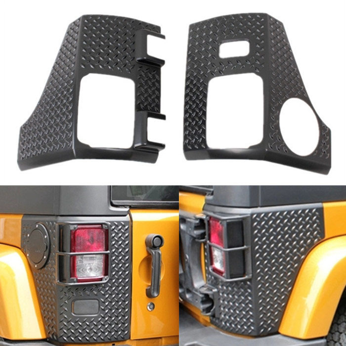 1 Pair ABS Black Body Armor Rear Corner Guard Taillight Protector Cover For 07-15 Jeep Wrangler