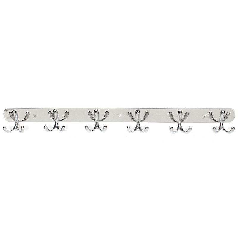 Best Quality Stainless Steel 6 Double Robe Hooks Bathroom Towel Coat Hat Wall Hanger Shower Room Tools