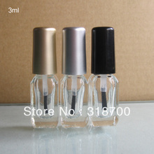 200pcs/lot factory wholesale 3ml square empty nail polish bottle bottles with black,gold,silver lid