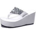 Summer of 2017 Clip toe Diamond Waterproof Breathable thick Bottom Wedge Heel shoes High heeled Sandals