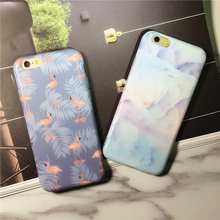 New Arrival Leaf Purple Flamingos Rainbow pattern Mobile Phone Case For iphone 6 6S 6Plus Soft Silicon Back Cover Capa Fundas