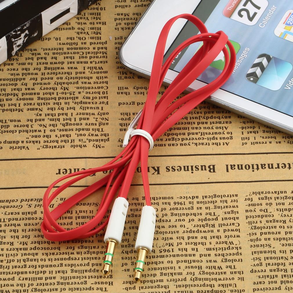 3.5mm Male to Male 1m Stereo Audio Jack AUX Auxiliary Cable For iPhone for iPod MP3 White Black Red Wholesale