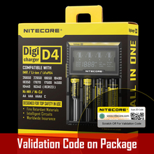 2016 New Nitecore D4 Digicharger LCD Display Nitecore Battery Charger Intelligent 2.0 Fit LI-ion 18650 14500 16340 26650 Ni-Cd