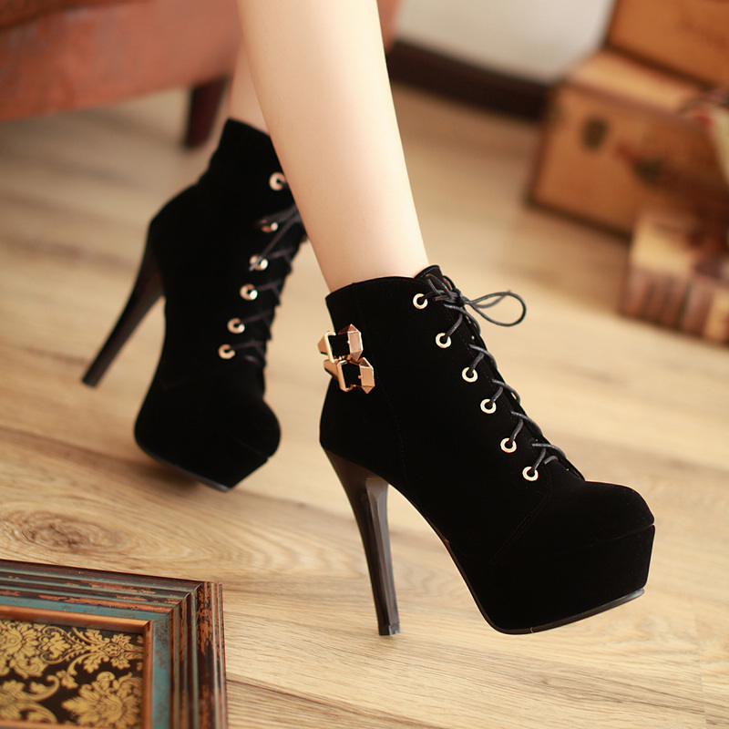 high heel ankle boots with laces outfits