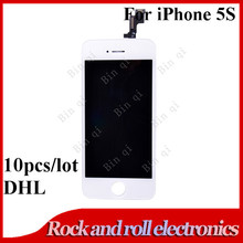 10PCS/LOT Original White / Black Touch Screen Digitizer + LCD Display With Frame Assembly For iPhone 5S DHL Free