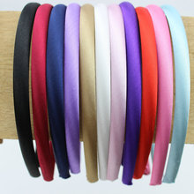 hot sale 8mm solid satin fabric plastic headbands DIY Children Head wear,girls hair band accessories