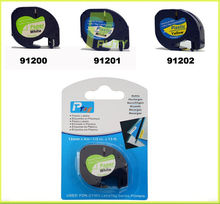 Free shipping 12mm*4m 91200 black on white compatible DYMO LetraTag Tape Label Tape label paper label printer ribbons