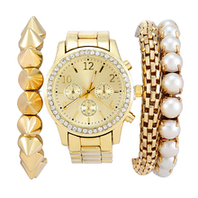 Women Dress watch Fashion Luxury Casual Rhinestone Quartz Watches Bracelet sets Jewelry women Wristwatches relogios feminino