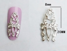 10pcs pack New Alloy 3D Nail Art Decorations Gold Silver Hollow Out Nail Art Stickers Slices