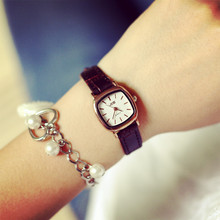 2014 con estilo de oro materiales Metal vestido de Women Watch ladies Girls Watch – forma de jalea pequeño mujeres correa de cuero dial relojes de pulsera