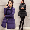 2016 New Fashion Winter Temperament Solid Color Zipper Stand Neck Full Sleeve Slim Coat Down Cotton