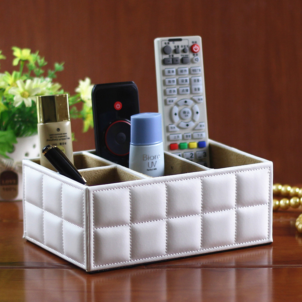 Luxury Pu Leather storage boxes bins container,Remote Control/controller TV Guide/CD/caddy/holder Home Desk Organizer box