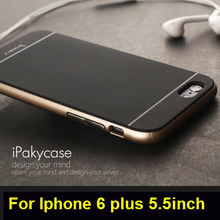 For iphone 6 plus case,Ipaky Brand PC Frame + Silicone back cover cellphone case for iphone 6 5.5inch with retail package