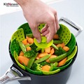 KITNEWER Collapsible Plastic Fish kettle Steamer Poacher Cooker Food Vegetable Bowl Basket Kitchen Cooking Tool silicone