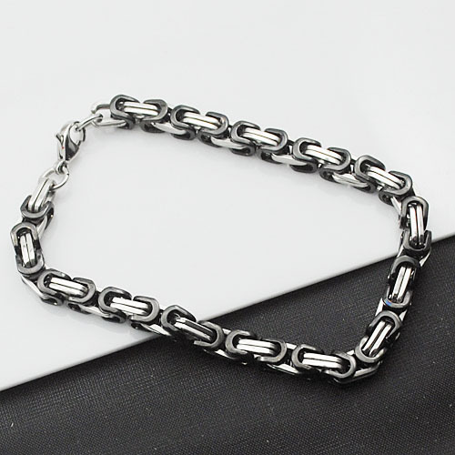 Stainless Steel Byzantine Chain Mens Bracelet Fashion Jewelry Retail Wholesale Free shipping pulseira masculina VB105