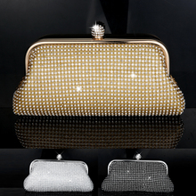 Free Shipping Diamond Clutch Bag Shoulder/Hand Chain Rhinestone Women Evening Bags Purse Silver Gold Black Color